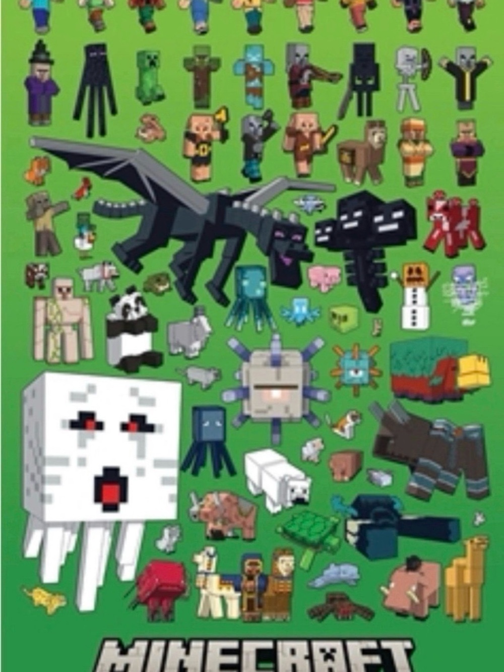 Minecraft Character Collage Poster - Aprox Size 24x36 Inches